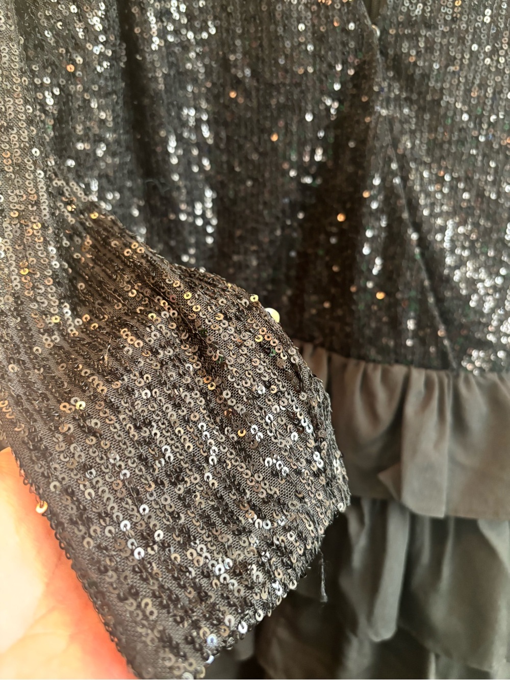 WAYWARD FANCIES Vintage Sequin V-Neck Ruffle Dress - Picture 4 of 8